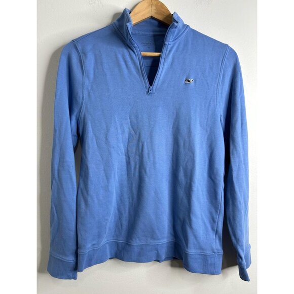 Vineyard Vines Quarter Zip Pullover Womens XL (M/L) Blue Pima Cotton Whale Logo - Picture 1 of 8